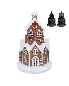 Gisela Graham Resin Ornament White Iced LED Gingerbread Village